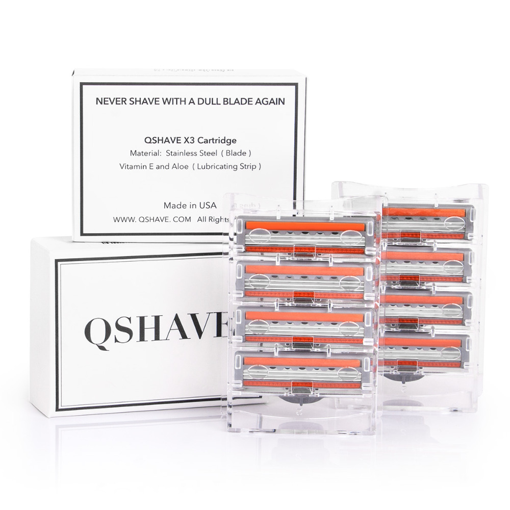 QShave Cam Series 3 Lớp Lưỡi Dao Cạo Đổ Nam Bằng Tay Cạo Râu X3 Lưỡi Dao 4 Hộp Mực Có Thể Lựa Chọn Nó 8 Và 16 Hộp Mực