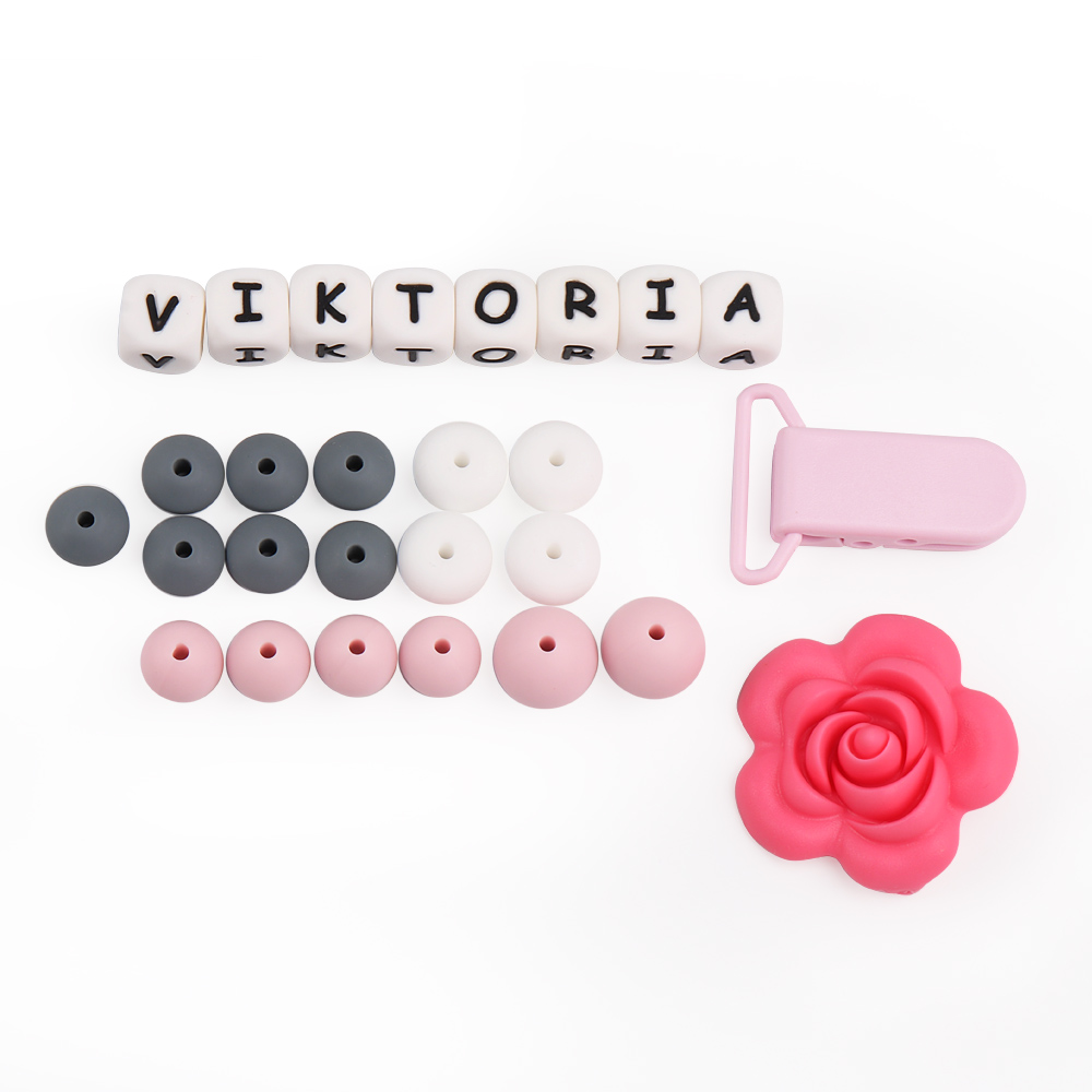 10PCS Silikon Alphabet Buchstaben Perlen Personalisierte Name Beißring Handgemachte Silikon Schnuller Ketten Perle BPA FREI