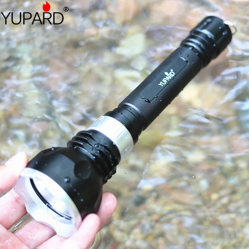 YUPARD XM-L2 LED Chống Thấm Nước Dưới Nước Đỏ Phối Lặn T6 LED Đèn Pin Đèn Pin Đèn Pin Sạc Quốc Phòng Cắm Trại Ngoài Trời Đèn
