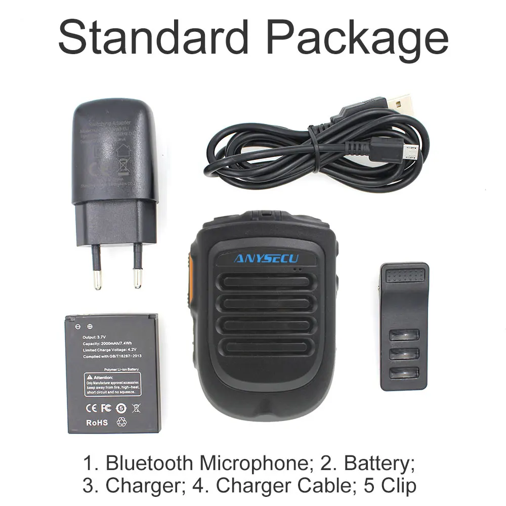 Micrófono inalámbrico BT4.2 ANYSECU B01 para Radio de red 3G 4G W7 W7plus Radio IP funciona con la aplicación REALPTT ZELLO