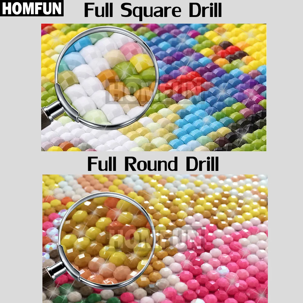 HOMFUN Photo Custom เพชรภาพวาด 5D DIY ภาพ Rhinestones เพชรเย็บปักถักร้อย 3D Cross Stitch ตกแต่งบ้าน