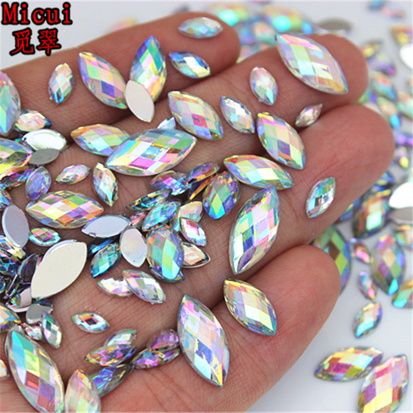 Nhiều Kích Thước Acrylic Ren Ngựa Mắt Crystal AB Lưng Phẳng 3D Không HotFix Móng Tay Nghệ Thuật Trang Trí Tiệc Cưới Hàng Thủ Công MC80