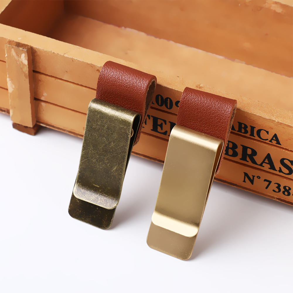 Aço inoxidável Handmade Couro Brass Clips, Pen Holder Clip, Journal Notebook Pasta De Papel, Escola e Material de Escritório