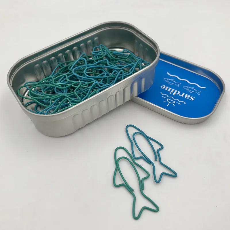 Graffette carine in metallo a forma di sardina saldina 30 clip segnalibro a forma di pesce graffetta patinata in plastica accessori per ufficio scolastico