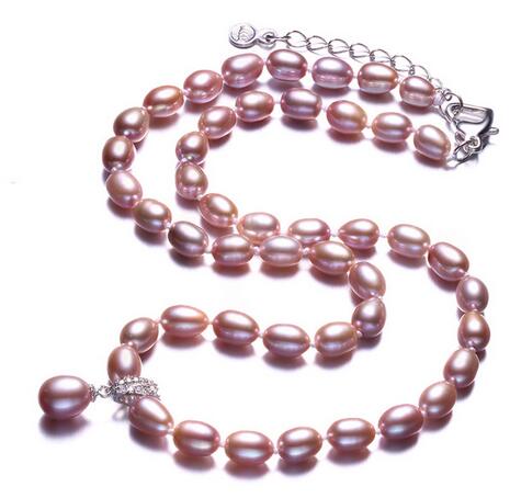 Colar de pérolas naturais de água doce para mulheres Love Buckle Jewelry, comprimento 45cm mais 5cm