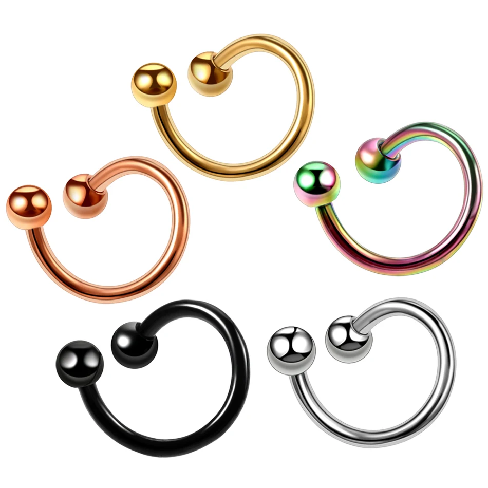 1 Máy Tính Titan Thép Đen Không Đường May Móc Mũi Vòng Vách Ngăn Clicker Huấn Khuyên Môi Labret Vòng Sụn Tai Tragus Gợi Cảm Trang Sức