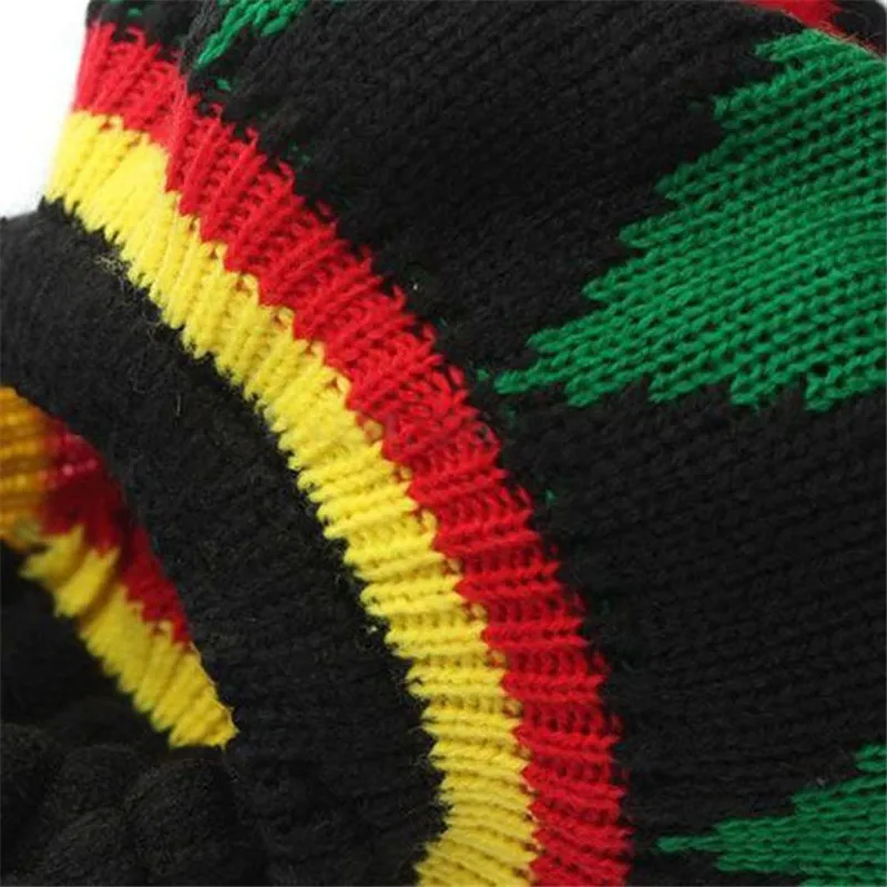 ใหม่UnisexถักBraidหมวกจาเมกาBob Rasta BeanieหมวกHip HopหมวกDreadlocksวิกผมBob Marleyแคริบเบียนชุดแฟนซีหมวก