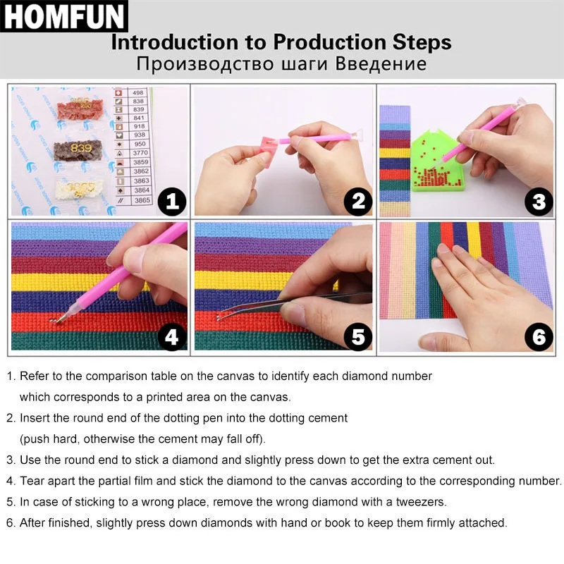 HOMFUN Photo Custom เพชรภาพวาด 5D DIY ภาพ Rhinestones เพชรเย็บปักถักร้อย 3D Cross Stitch ตกแต่งบ้าน