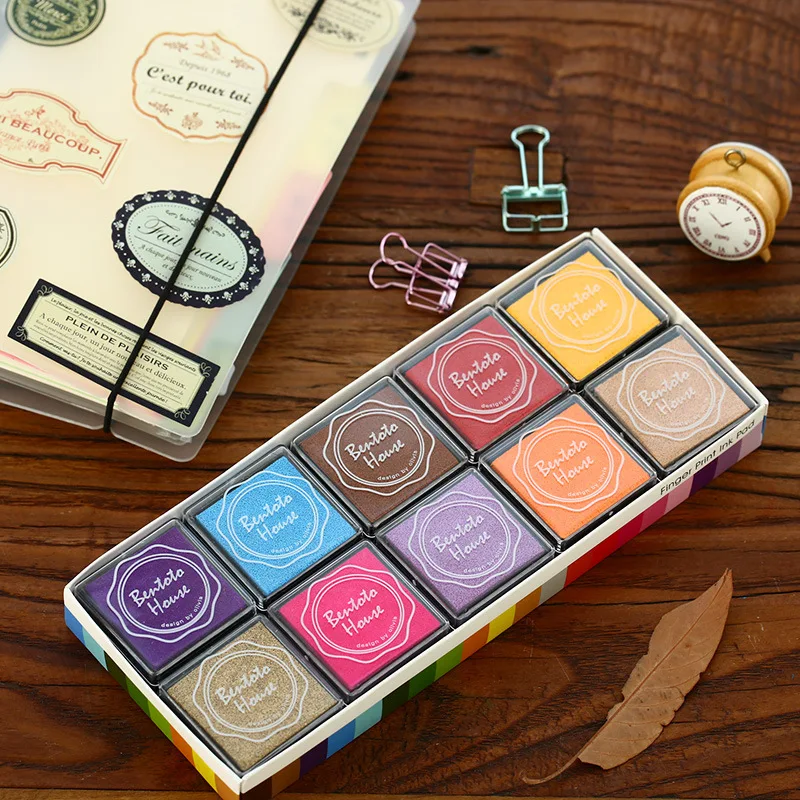 20 Màu Mini Mực Miếng Lót Thêu Sò Nhiều Màu Sắc Inkpad Tem Niêm Phong Trang Trí Vân Tay Stencil Thẻ Làm Đồ Trang Trí