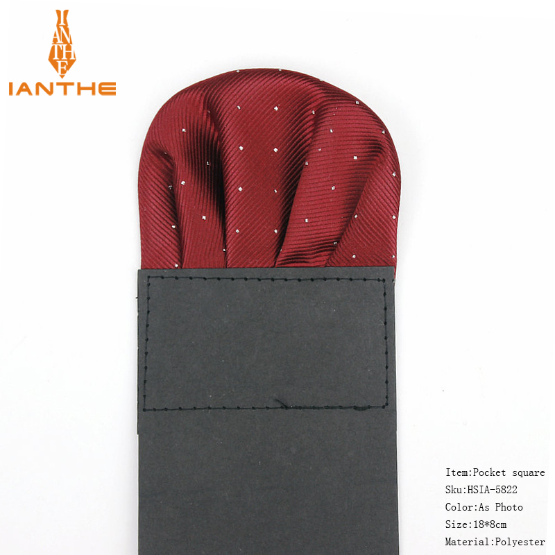 โรงงาน Men's Pre - พับ Pocket Square Silver Polka Dot ผ้าเช็ดหน้างานแต่งงานอย่างเป็นทางการธุรกิจหน้าอกผ้าขนหนูสีดำสีขาวสีแดง