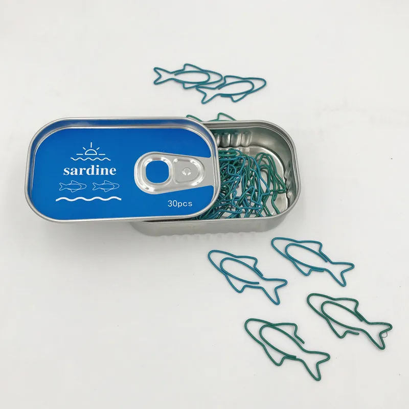 Graffette carine in metallo a forma di sardina saldina 30 clip segnalibro a forma di pesce graffetta patinata in plastica accessori per ufficio scolastico