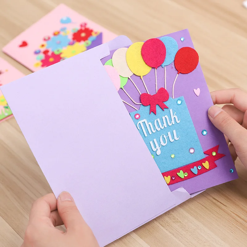 DIY การ์ดอวยพรทําด้วยมือเด็กทําด้วยมือไม่ทอวัสดุหัตถกรรมของเล่นเด็กสร้างสรรค์ 3D ปริศนาของเล่นของเล่นเพื่อการศึกษา