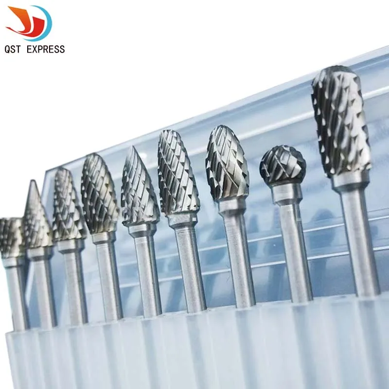 10Pc 1/8 "Vỏ Hợp Kim Vonfram Xay Cắt Dụng Cụ Xoay Burr Đôi Cắt Kim Cương Quay Dremel Dụng Cụ Điện xay