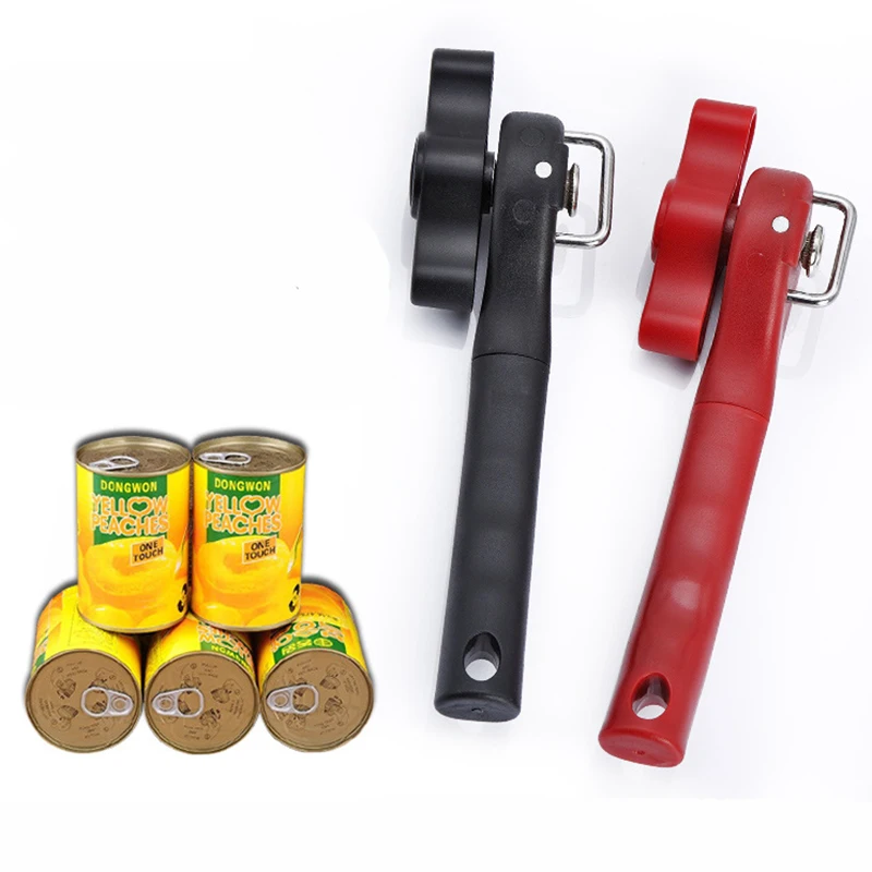 Herramienta de cocina profesional de plástico, abrelatas de seguridad accionado a mano, corte lateral, fácil agarre, abridor Manual, cuchillo para tapa de latas, 1 ud.
