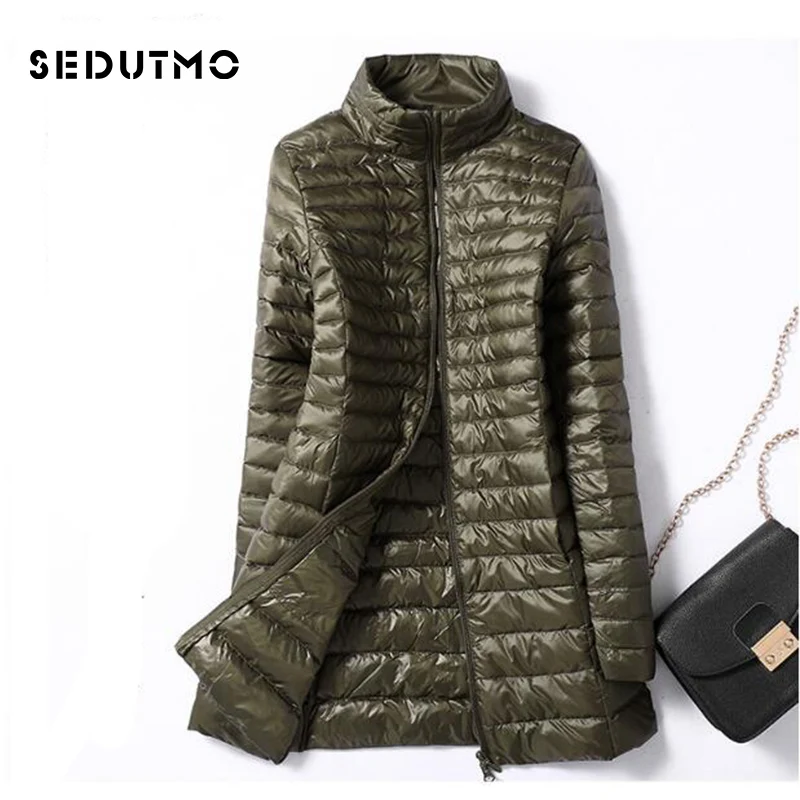 SEDUTMO Mùa Đông Nữ Xuống Áo Siêu Nhẹ Vịt Xuống Áo Khoác Dài Nóc Áo Khoác Mỏng Màu Đen Parkas ED037