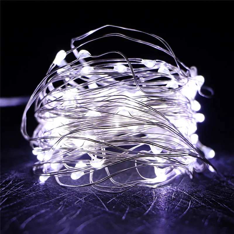 SICCSAEE 2M 5M 10M 100 Dây Dây Đồng 3XAA Hoạt Động Bằng Pin Giáng Sinh Cho Tiệc Cưới Led dây Cổ Tích Đèn
