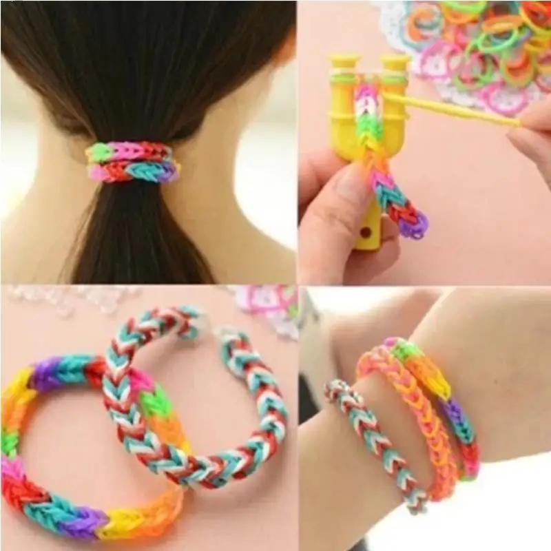 300pcs ยาง Loom Bands ของเล่น DIY Lacing สร้อยข้อมือสําหรับเด็กหรือผมยางเติม Make สร้อยข้อมือหญิงของขวัญขายส่ง