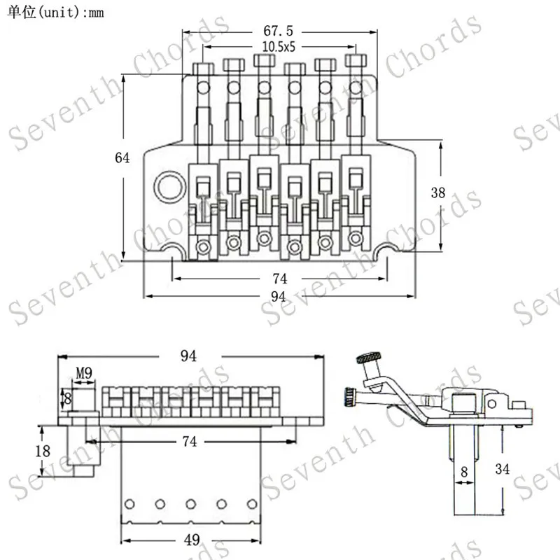 EIN Satz Tremolo Double Locking System Pulled Strings E-Gitarre Brücke Zubehör Teil 3 Farben