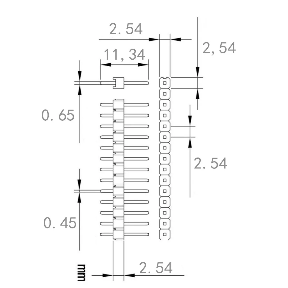10 pz 40 Pin 1x40 Singola Fila Maschio e Femmina 2.54 Breakable Pin Header PCB JST Connettore Striscia per arduino Kit FAI DA TE