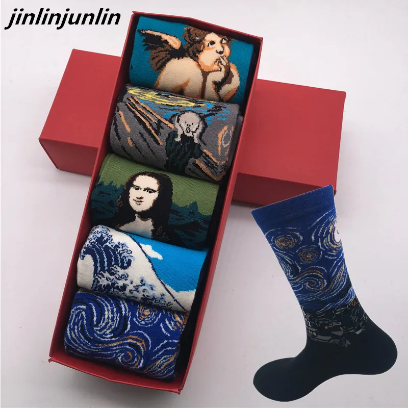 Calcetines de tubo de moda para hombre, serie Crazy Oil, calcetines para hombre, calcetines largos, sin caja de regalo