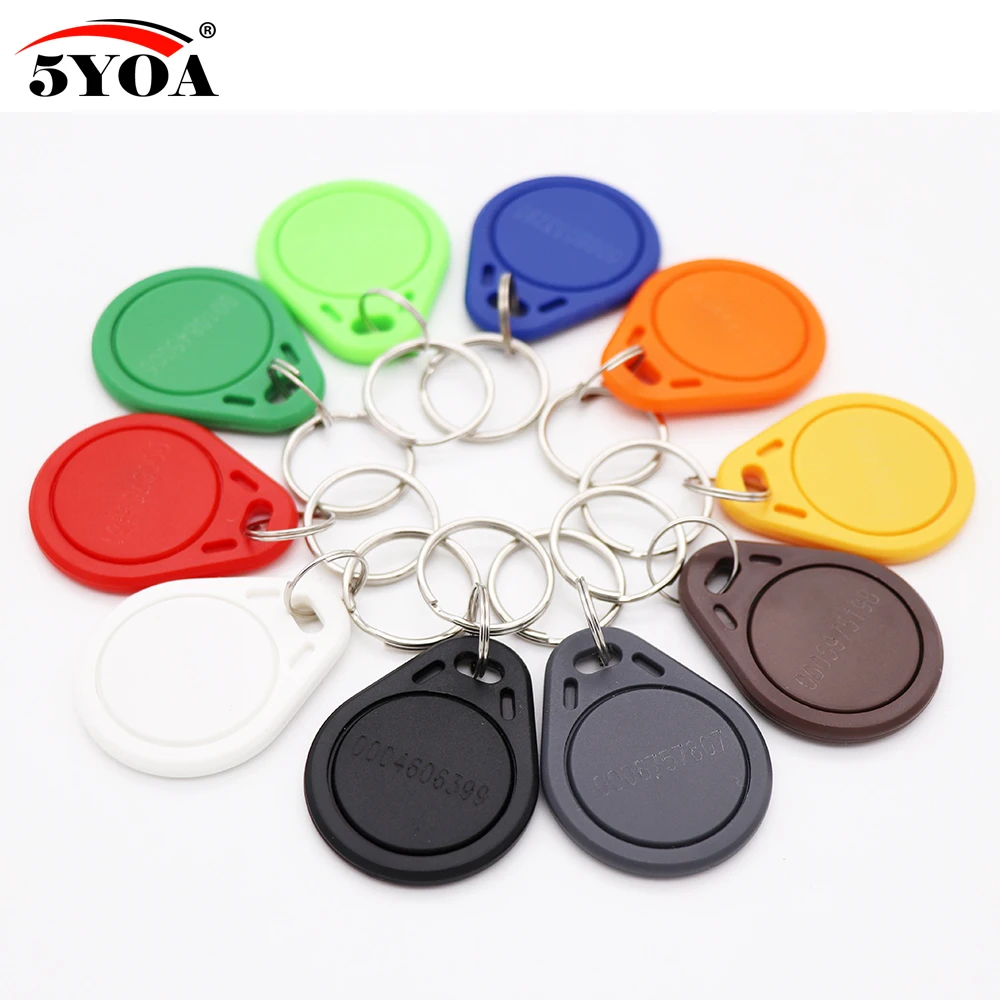 100 Uds EM4100 125khz ID llavero RFID etiquetas llaveros llavero Porta Chave tarjeta pegatina llavero Token Ring Chip de proximidad TK4100