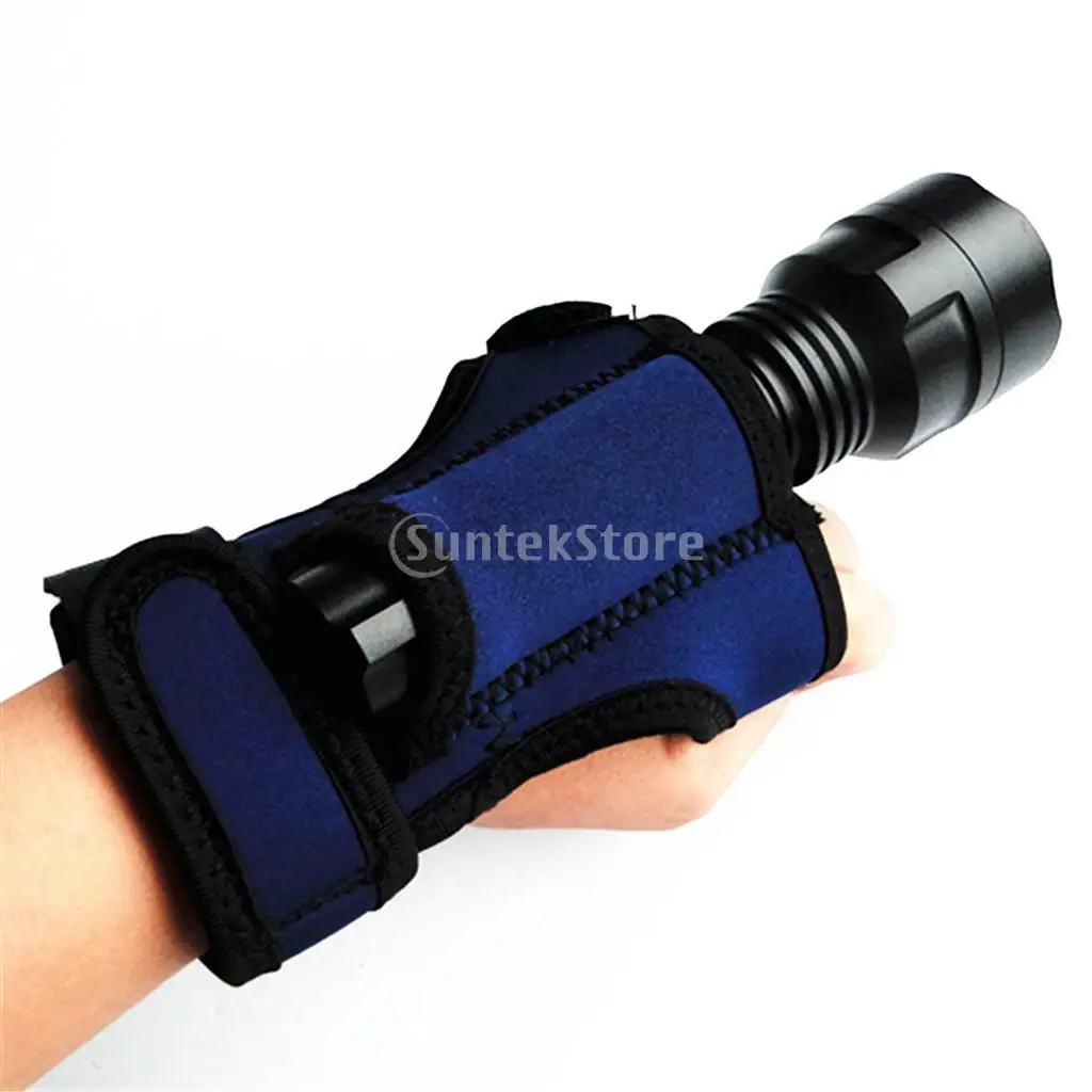 Durable 3mm neopreno mano libre soporte de luz guante subacuático buceo al aire libre antorcha linterna funda mano brazo montaje Correa