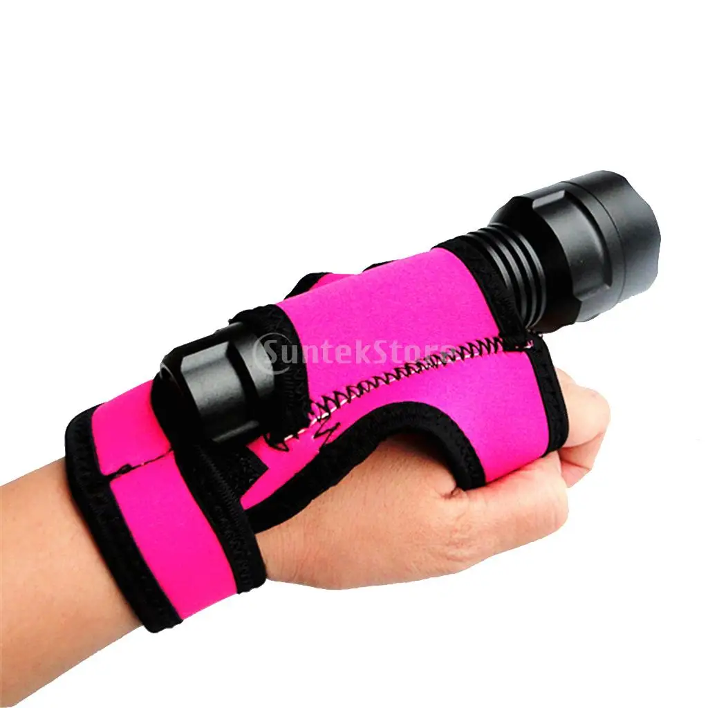 Durable 3mm neopreno mano libre soporte de luz guante subacuático buceo al aire libre antorcha linterna funda mano brazo montaje Correa