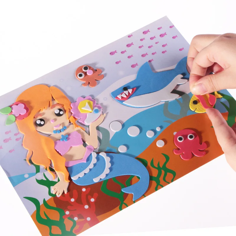 EVA 3D Dán 3D Dán Giấy Trẻ Em DIY Làm Bằng Tay Chất Liệu Trẻ Em Tự Làm Đồ Chơi Thủ Công Cho Bé Mẫu Giáo Đồ Chơi Xếp Hình Stereo Miếng Dán
