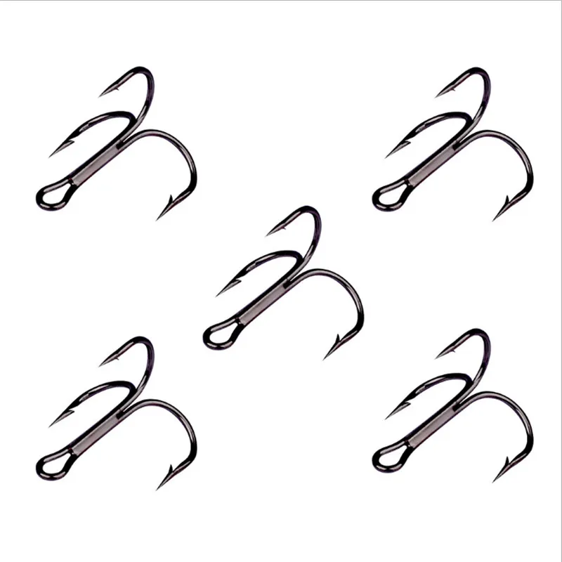 10 Cái/lốc 2 #4 #6 #8 #10 # Câu Cá Màu Đen Móc Thép Carbon Cao Lật Ngược móc Câu Vòng Uốn Cong Treble Cho Bass