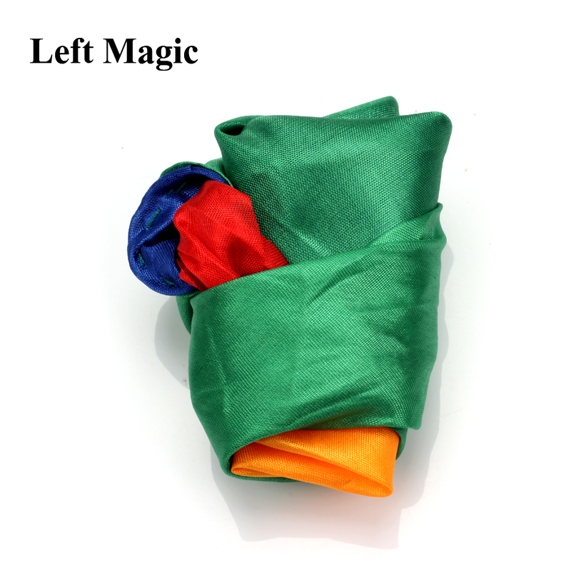 Truco de magia de seda vinculado que cambia de Color, bufanda de seda para truco de magia de Mr. Magic, accesorios de broma, herramientas de 22cm * 22cm E3117