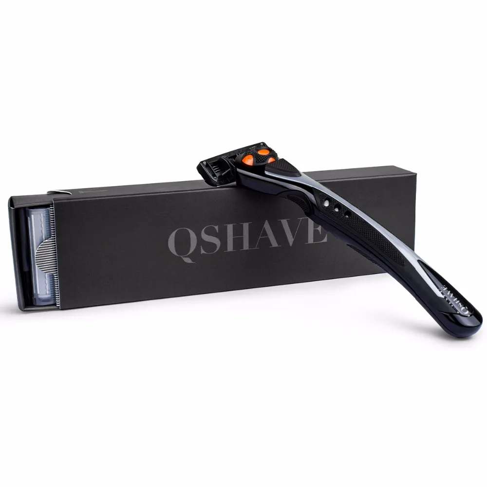 Qshave Black Spider ใหม่6เครื่องโกนหนวดมีดโกนสำหรับ Man (1Pc Handle, 2Pc เยอรมนี X6ใบมีด)