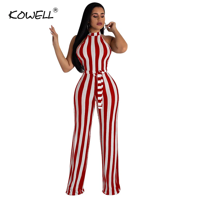 สไตล์ใหม่ลายโบว์Sashผู้หญิงJumpsuit Romper Halterถักเซ็กซี่JumpsuitฤดูหนาวฟิตเนสSkinny Playsuit Overalls