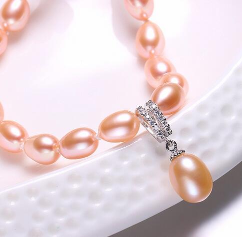 Colar de pérolas naturais de água doce para mulheres Love Buckle Jewelry, comprimento 45cm mais 5cm