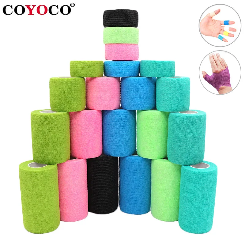 COYOCO- vendaje elástico autoadhesivo deportivo colorido, almohadillas de soporte para rodilla, Protector de muñeca y tobillo de 4,8 m, vendaje de cinta envolvente para hombro y Palma