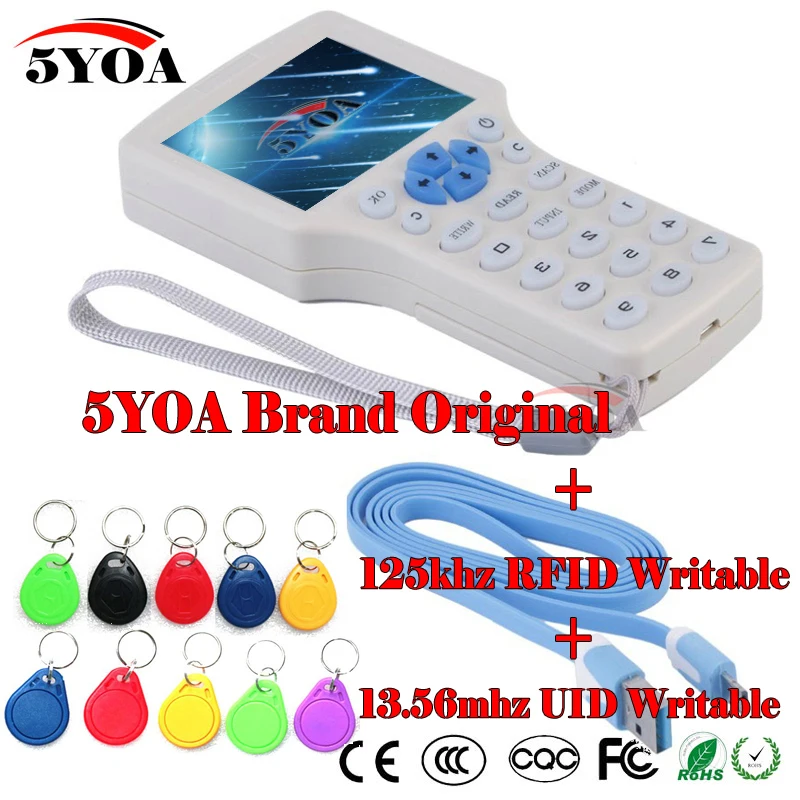 Copiadora RFID en inglés de 10 frecuencias, lector de identificación IC, copia M1, programador duplicador cifrado de 13,56 MHZ, USB, NFC, UID, tarjeta clave