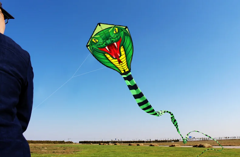 Il serpente forte con una lunga coda colorata! Enormi aquiloni serpente per principianti per bambini e adulti viene fornito con cordino e manico