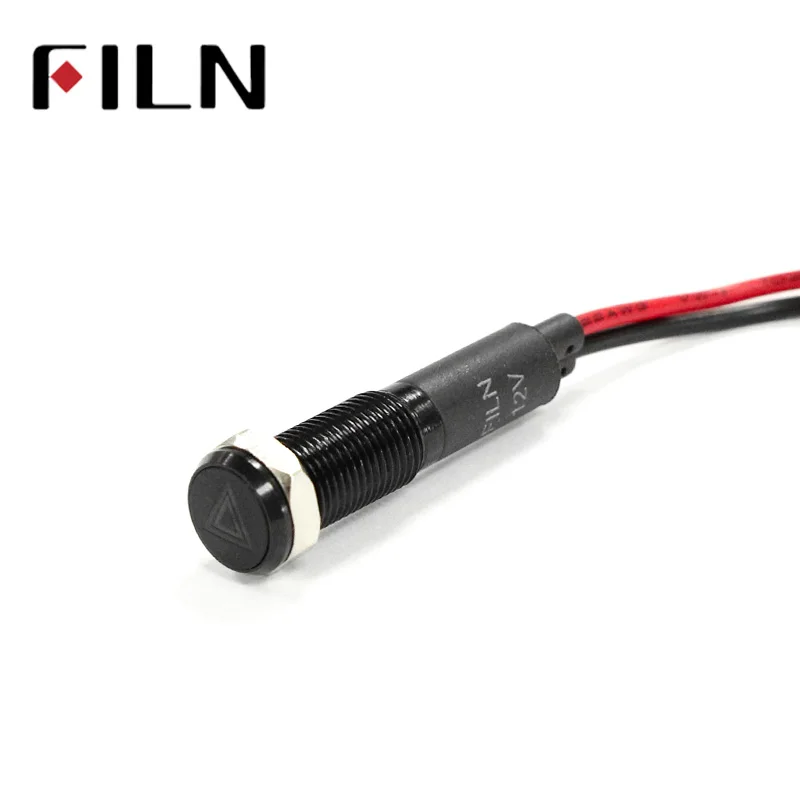Filn 8 Mm Vỏ Đen Led Đỏ Vàng Trắng Xanh Xanh Lá 12 V Đèn LED Báo Chỉ Số Với 20 Cm