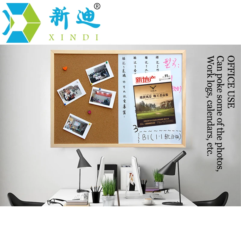 XINDI Message Cork Board Wood Frame Whiteboard Drawing Boards Combination 30*40cm Bulletin Magnetic Marker Board Free Shipping
