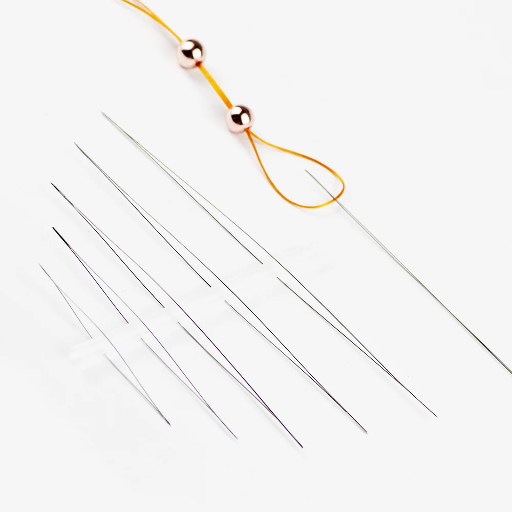 5PCS/lot Big Eye Curved Open Stainless Steel Beading Needles for beads pearls Threading String Cord Jewelry Making Tools Pins