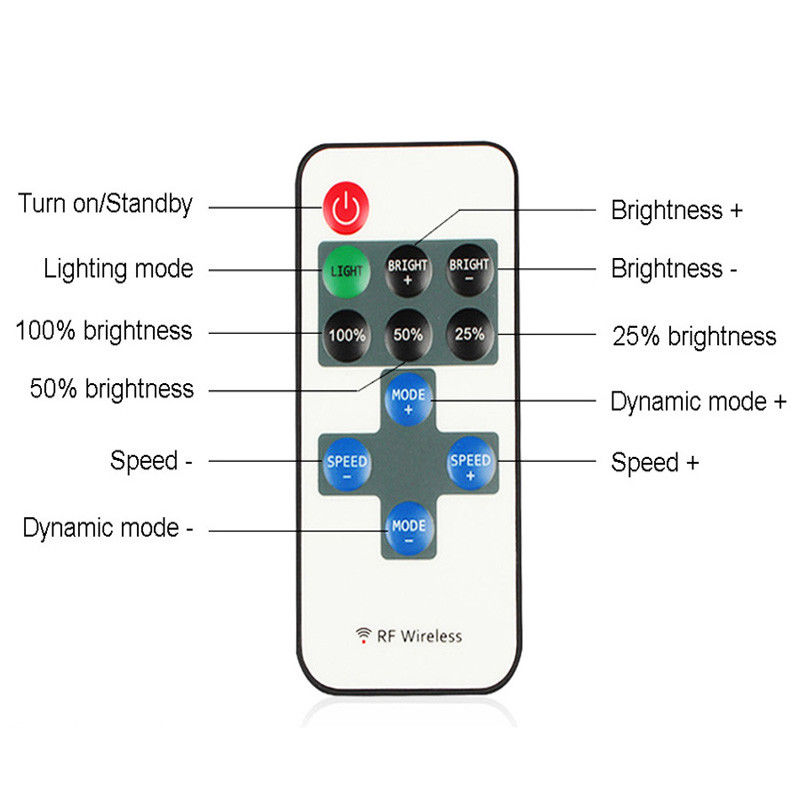 Einfarbiger LED-Dimmer-Controller DC 11 Tasten Mini RF Wireless Remote für LED-Streifen