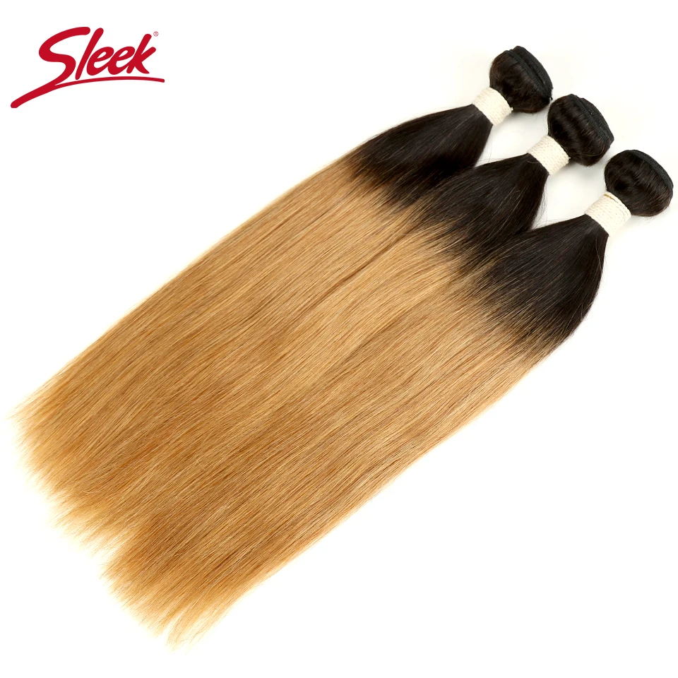 Pacotes elegantes com fechamento, Cabelo Humano Liso Brasileiro, Ombre Bundles, Frete Grátis, T1B, 27, T1b, 30, T1B, 99J