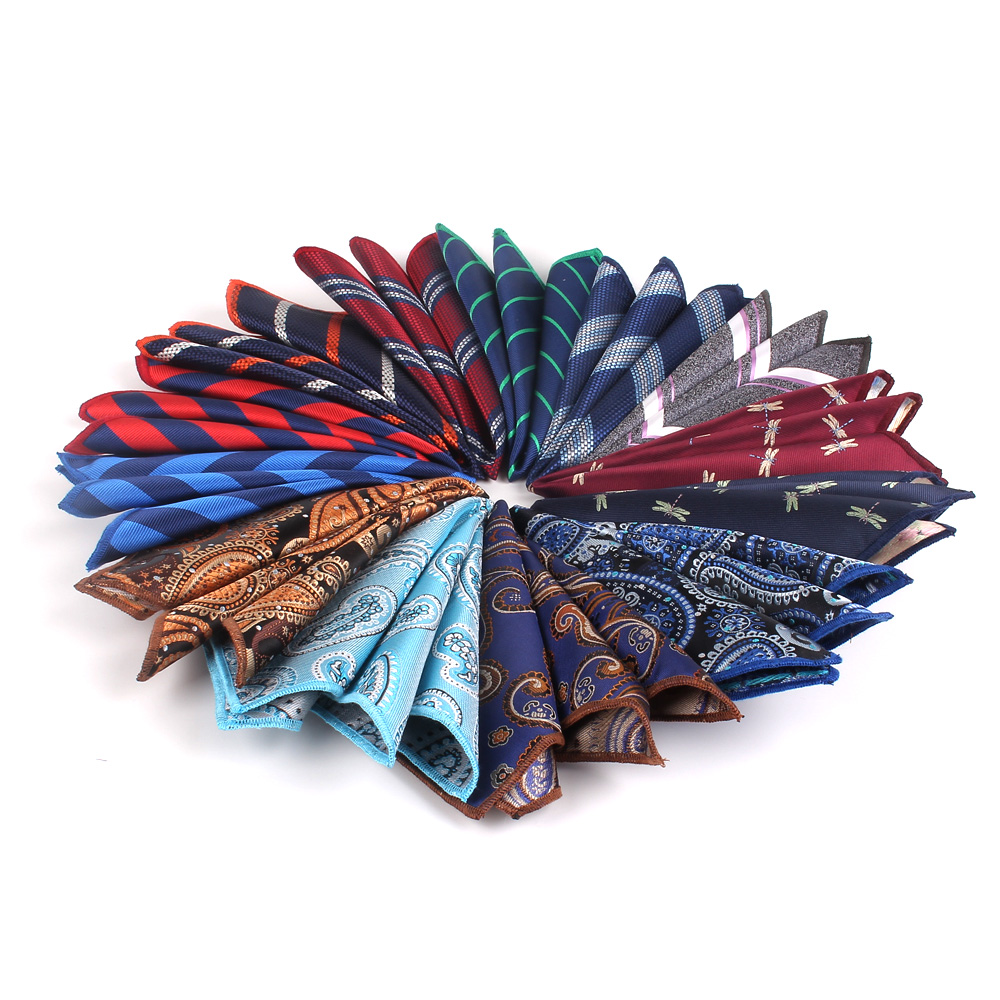 Lenço listrado quadrado de bolso para homem, conjunto de roupas para homens e mulheres, toalha de bolso