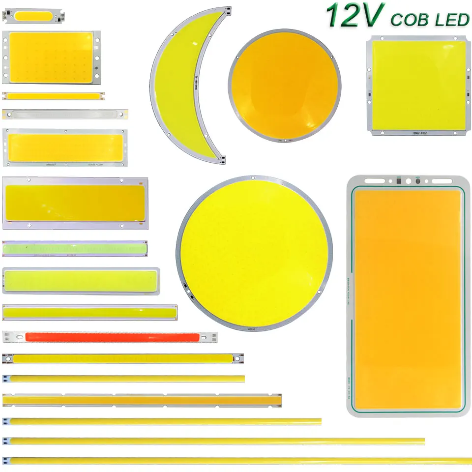 Sumbulbs 12V COB Bóng Đèn LED 2W-200W Trắng Xanh Đỏ Màu Tròn COB LED thanh Đèn Dây DC12V DIY Đèn Chip
