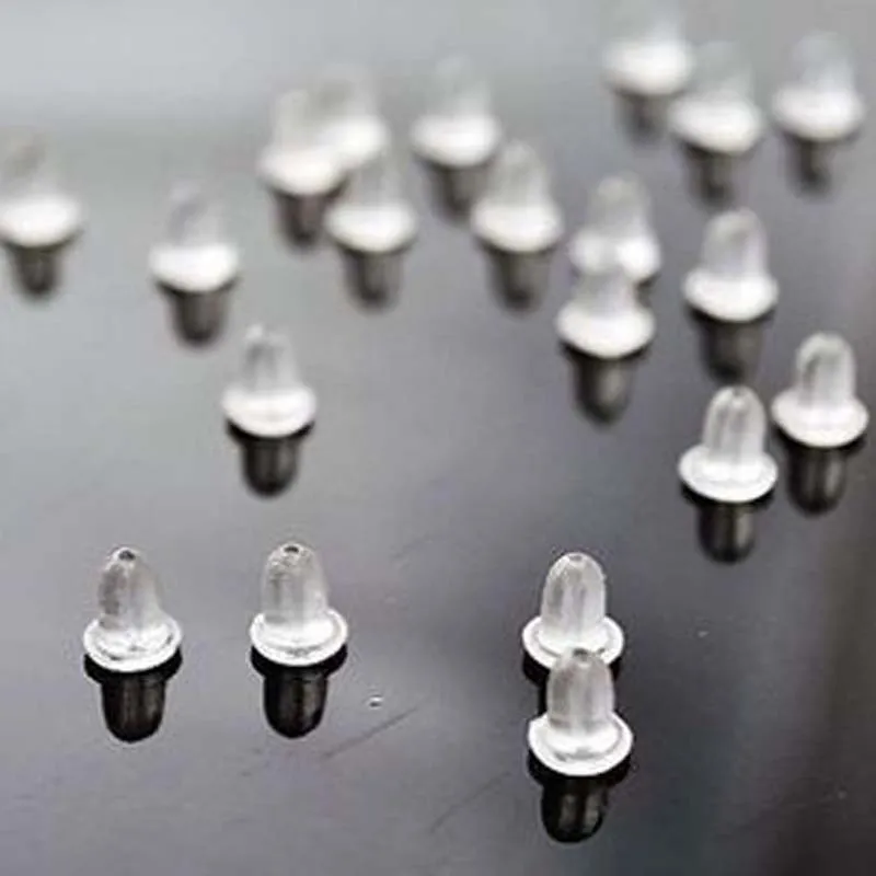 5Mm 100 Chiếc Trong Suốt Cao Su Silicone Mềm Bông Tai Lưng An Toàn Vòng Chặn Cao Cấp Phụ Kiện Trang Sức Tự Làm Phần Tai cắm