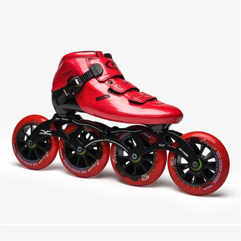 Cool Edition 6ชั้นคาร์บอนไฟเบอร์อินไลน์สเก็ตความเร็วสำหรับ Professional Racing Player,ยืดหยุ่นสูง85A ในร่ม Track ล้อ PU