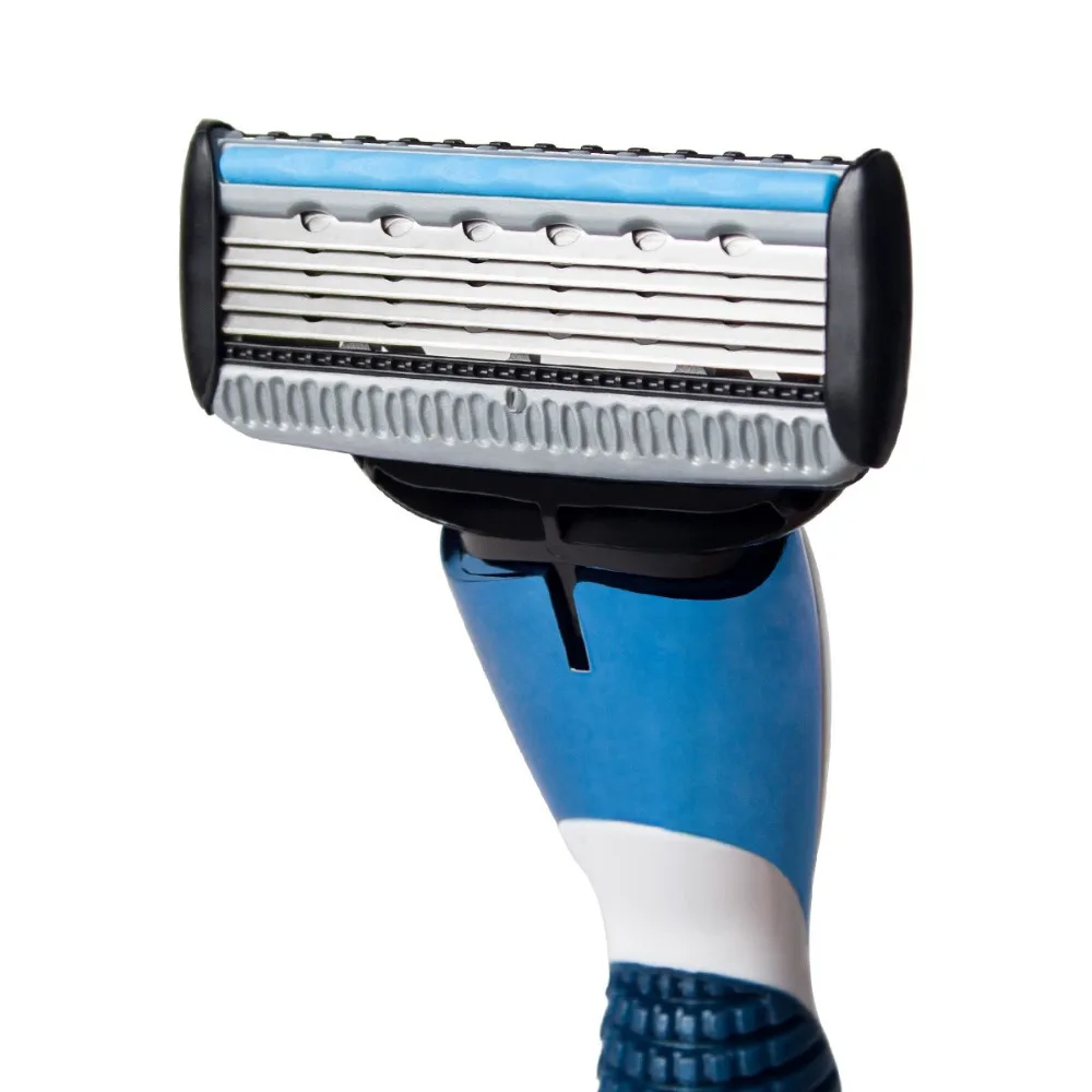 QShave-maquinilla de afeitar azul para hombre, 10 cartuchos y 1 Mango, 5 cuchillas X3, 5 cuchillas X5, 1 mango
