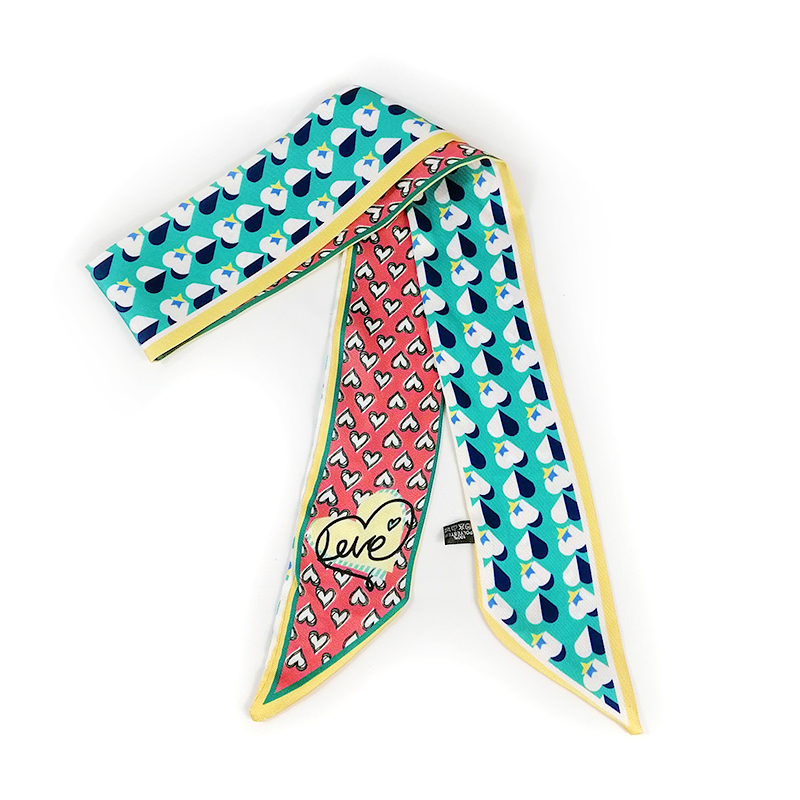 2025 hermoso bolso de lujo con estampado, bufanda con correa, bufanda de seda para mujer, pañuelo para la cabeza a la moda, pañuelos largos, accesorios para bolso, cinta