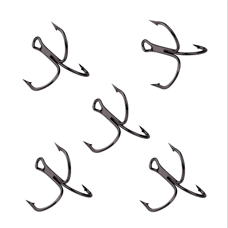 10 Cái/lốc 2 #4 #6 #8 #10 # Câu Cá Màu Đen Móc Thép Carbon Cao Lật Ngược móc Câu Vòng Uốn Cong Treble Cho Bass