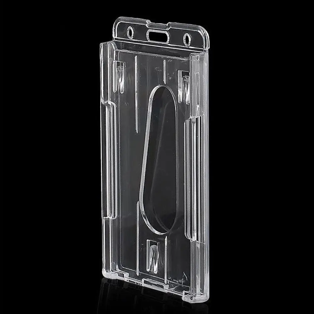 Portatarjetas de diseño Vertical portátil, portatarjetas transparente de doble cara, plástico duro, práctico