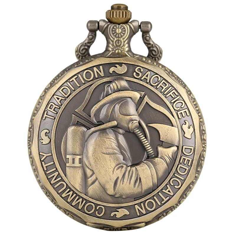 Reloj de bolsillo de cuarzo Retro, san valentín, patrón de los bomberos, desafío, tradición, sacrificio, compromiso, regalo comunitario